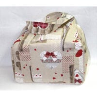 Tombolo da viaggio Pois, borsa e tombolo con cestino cm 24