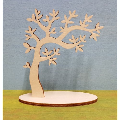 Albero in multistrato di legno grezzo e con base d'appoggio, altezza cm 16 PICCOLO