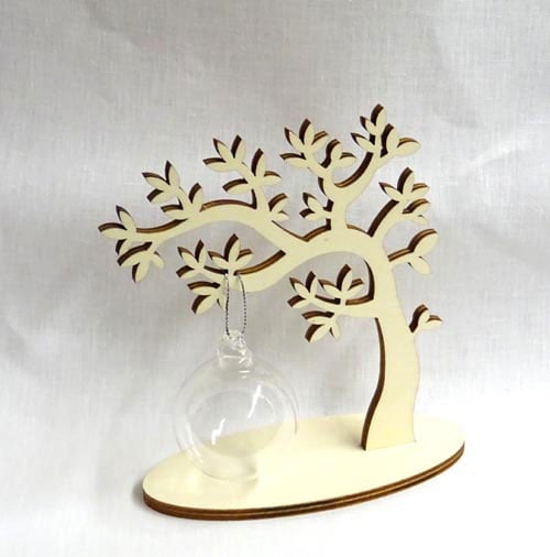 Spl92a Albero in multistrato di legno grezzo e con base d'appoggio, altezza cm 16 PICCOLO