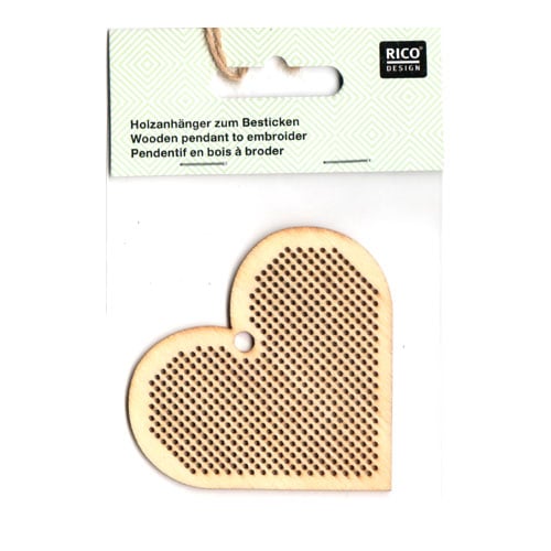 Cuore in legno cm 8x7, Rico, personalizzabile con ricamo