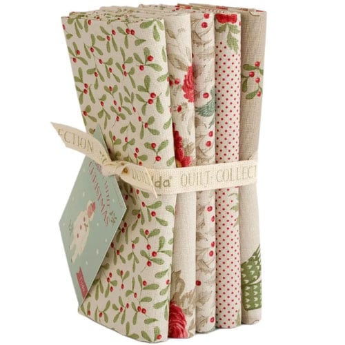 Tilda Merry Little Christmas, fat quarter PINK bundle 5 pezzi da cm 55 x 50