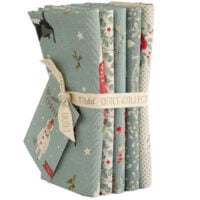 Tilda Merry Little Christmas, fat quarter DUCK EGG bundle 5 pezzi da cm 55 x 50