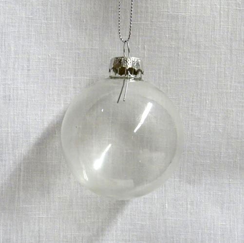 Pallina vetro trasparente mm 60 attacco argento