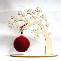 Albero in multistrato di legno grezzo e con base d'appoggio, altezza cm 22 MEDIO