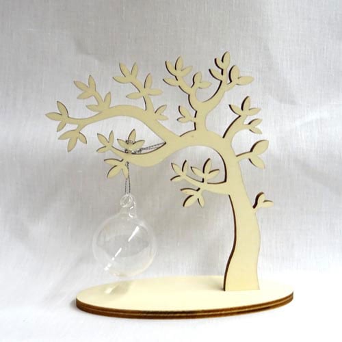 Albero in multistrato di legno grezzo e con base d'appoggio, altezza cm 16 PICCOLO