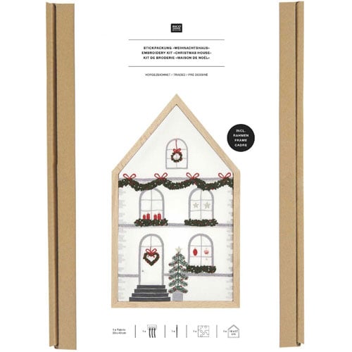 kit di ricamo prestampato Natale è Fantastico "Casetta Grande" cm 16 x 27, Rico Design