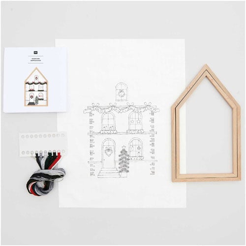kit di ricamo prestampato Natale è Fantastico "Casetta Grande" cm 16 x 27, Rico Design