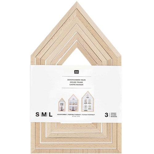 set 3 cornici/telai in legno "Casette", Rico Design