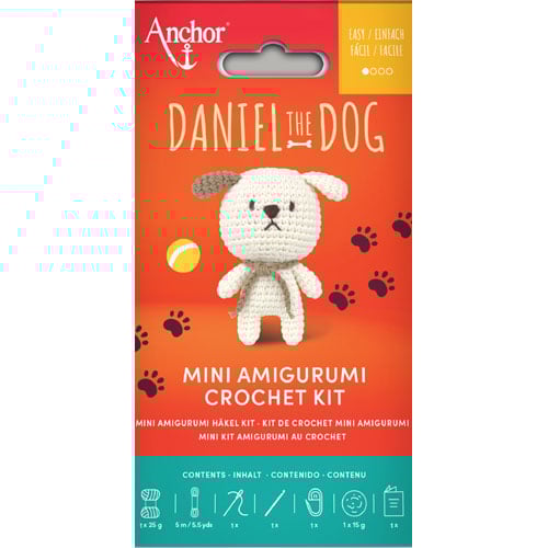mini amigurumi cm 9, crochet kit, Daniel the Dog, Anchor