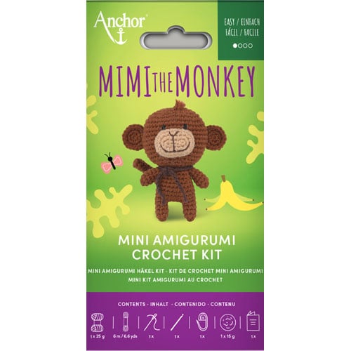 mini amigurumi cm 9, crochet kit, Mimi the Monkey, Anchor