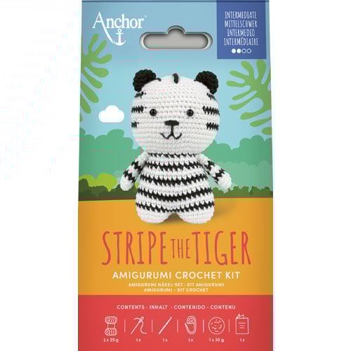 amigurumi cm 12,5, crochet kit, Stripe the Tiger, Anchor