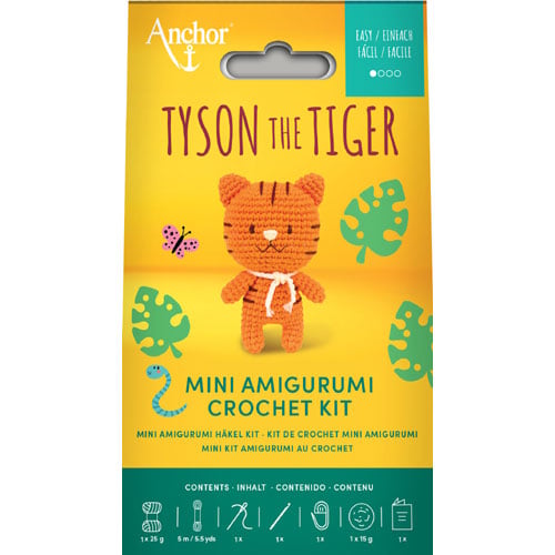 mini amigurumi cm 9, crochet kit, Tyson the Tiger, Anchor