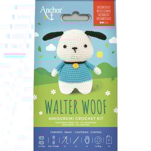 amigurumi cm 12,5, crochet kit, Walter Wolf the Dog, Anchor