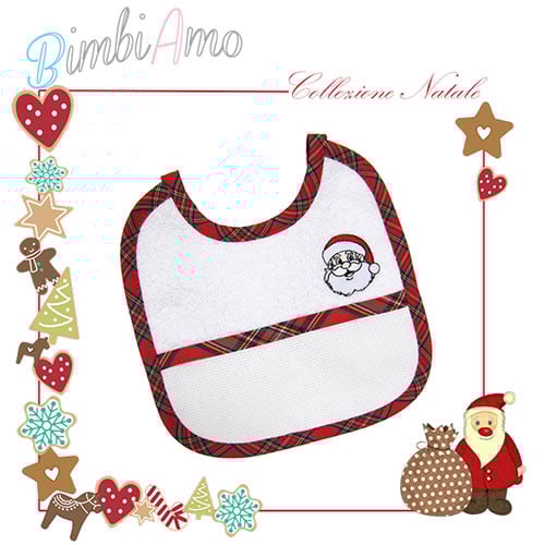 Bavaglino Natale in spugna con banda in aida cm 18 x 18,5