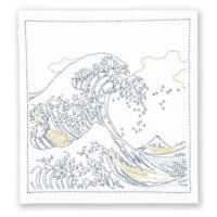 IKO105a Kit Sashiko SK‑407 La Grande Onda di Hokusai 34×34 cm