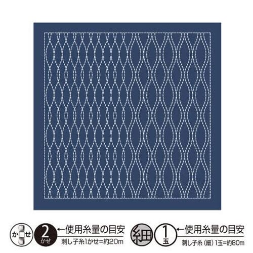 IKO109 Sashiko Olympus 2121 blu scuro – base ricamabile già disegnata