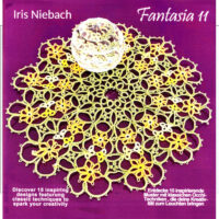 Chi303 Copertina del libro “Tatting Fantasia 11” di Iris Niebach, 44 pagine con 15 modelli di chiacchierino e traduzione italiana allegata.