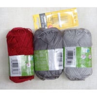FALERI-ROSSO-B2 Kit corso Caterina de’ Medici della maestra Faleri – bianco naturale T95 - filati in tonalità di grigio/rosso