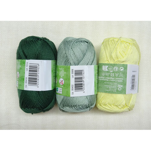 FALERI-VERDE2 Kit corso Caterina de’ Medici della maestra Faleri – bianco naturale T95 - filati in tonalità di verde