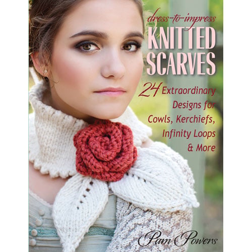 Mg434 Libro “Dress to Impress – Knitted Scarves” di Pam Powers, con modelli di sciarpe e accessori ai ferri.