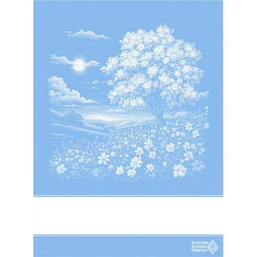 Ric330 Tessitura Artistica Chierese – Asciugapiatti “Paesaggio-Albero” (58 fori), cm 60×80