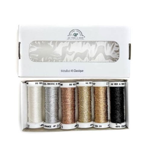 Orar309 Filo metallizzato Au Ver a Soie #8 Classique, kit 6 rocchetti vari colori