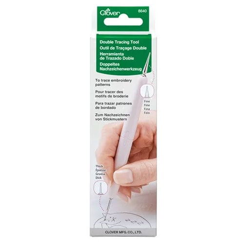 Patc457 Double Tracing Tool Clover 8640 – stilo doppia punta per ricalco preciso su carta carbone da ricamo.