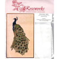Rose1 Roseworks PEACOCK - disegno per ricamo su stoffa - cm 19 x 33