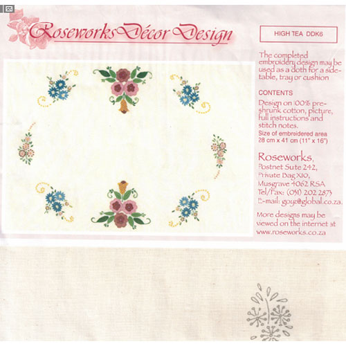 Rose10 Roseworks High Tea - disegno per ricamo su stoffa - cm 28 x 41