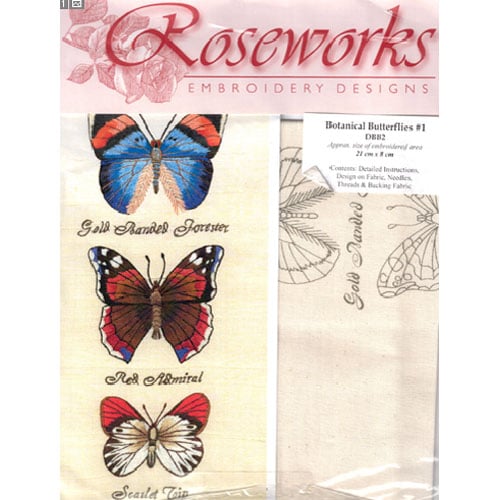 Rose11 Roseworks Farfalle - disegno per ricamo su stoffa - cm 21 x 8
