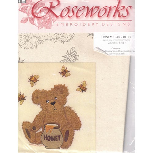 Rose12 Roseworks Orsetto- disegno per ricamo su stoffa - cm 22 x 14