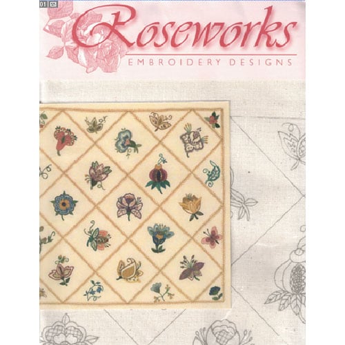 Rose13 Roseworks Griglia Floreale- disegno per ricamo su stoffa - cm 40