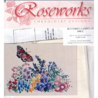 Rose16 Roseworks Butterfly Garden - disegno per ricamo su stoffa - cm 14 x 17