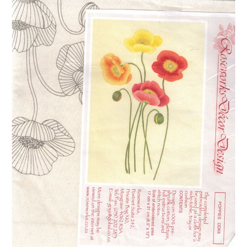 Rose3 Roseworks Papaveri - disegno per ricamo su stoffa - cm 17x31