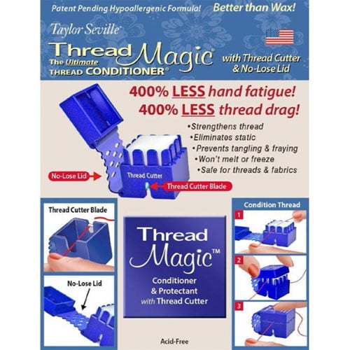 Acr173 condizionatore/balsamo per fili Thread Magic Taylor Seville con lama tagliafili integrata, ipoallergenico e senza acidi.