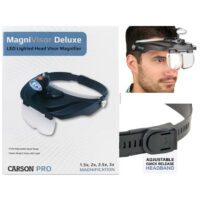Ll79 Lente d’ingrandimento con fascia Carson MagniVisor Deluxe CP‑60, con lampada LED rimovibile e quattro lenti intercambiabili.