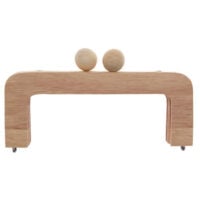 Abo474 Manico per borsetta Stafil in legno chiaro verniciato con chiusura magnetica e ganci appendi catenella