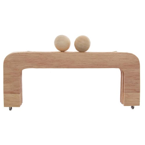 Abo474 Manico per borsetta Stafil in legno chiaro verniciato con chiusura magnetica e ganci appendi catenella