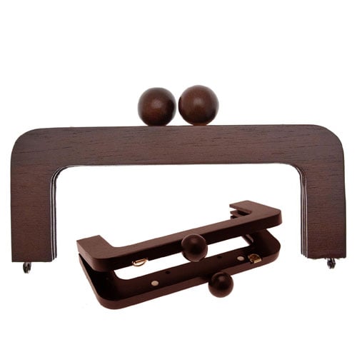 Abo475 Manico/chiusura per borsetta Stafil – legno scuro cm 20 × 8