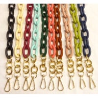 Abo483 Manico per borsetta con catena colorata e dorata, moschettoni in metallo oro, lunghezza 55 cm
