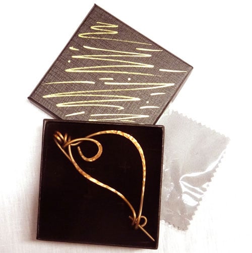 Elli190 Base in rame per spilla a forma di foglia, lunghezza 11 cm, foglia 7 × 4 cm, finitura lucida