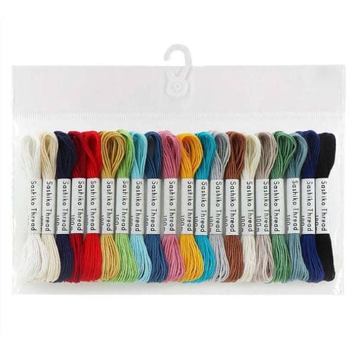 IKO119 Mini collezione di filati Sashiko Olympus, 20 matassine da 5 metri in colori misti, 100% cotone giapponese con sei fili non divisibili.
