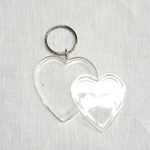 Pla105 portachiavi cuore piccolo, plastica trasparente, accessori tombolo, ricamo, idea regalo, artigianato