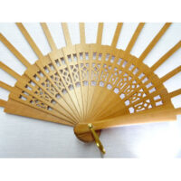 Ven299a Struttura ventaglio traforato legno naturale verniciato trasparente cm 45