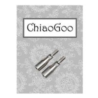 Accm543 Adattatori Chiaogoo 2501‑AM in acciaio inossidabile, confezione da due pezzi, per collegare cavi mini a punte small nei ferri circolari intercambiabili.