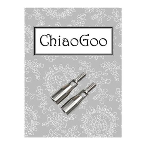 Accm543 Adattatori Chiaogoo 2501‑AM in acciaio inossidabile, confezione da due pezzi, per collegare cavi mini a punte small nei ferri circolari intercambiabili.