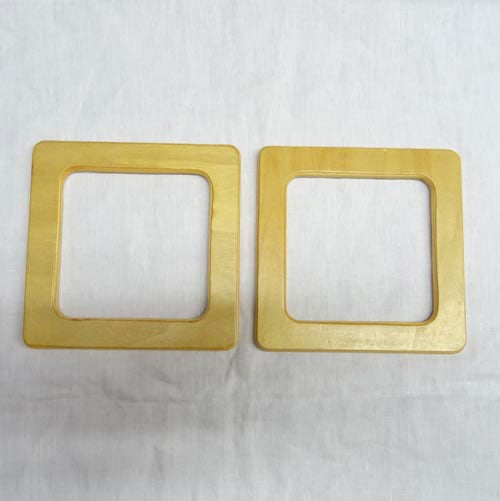 Abo484a Manici per borsetta legno quadrati, cm 14 x 14 2 pezzi
