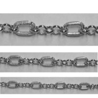 Abo486 Catena zigrinata in alluminio Argento – Maglia grande 17×11,5 mm / maglia piccola 8 mm - vendita a multipli di 50 cm