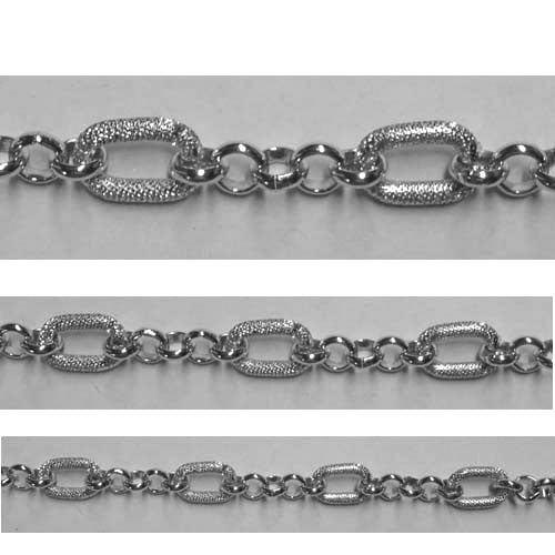 Abo486 Catena zigrinata in alluminio Argento – Maglia grande 17×11,5 mm / maglia piccola 8 mm - vendita a multipli di 50 cm