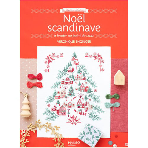 Cna175 Copertina del libro Noël Scandinave à broder au point de croix di Véronique Enginger, con motivi natalizi ispirati alla Scandinavia.